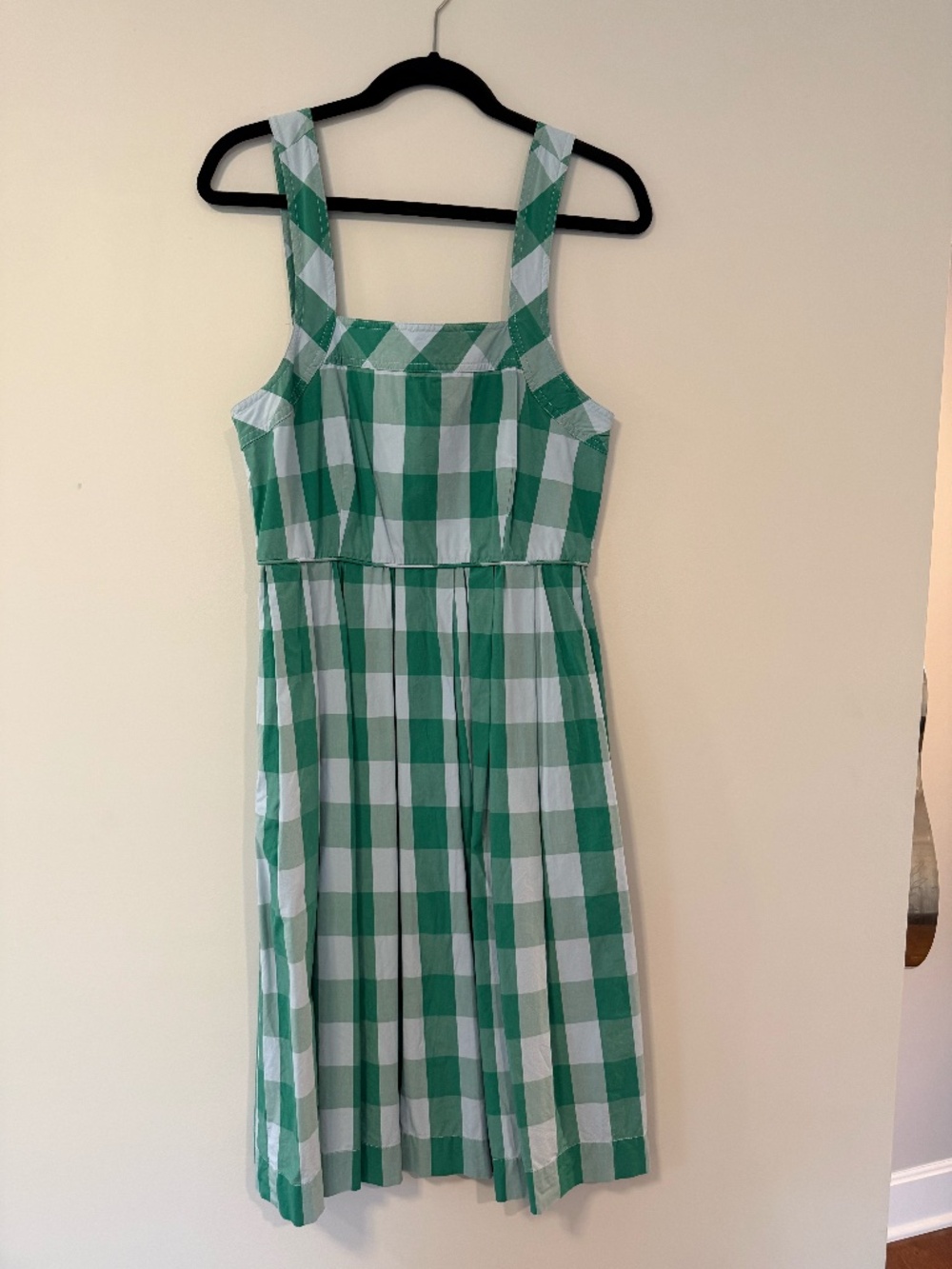J. Crew Green and White Gingham Midi Dress - Picture 1 of 3